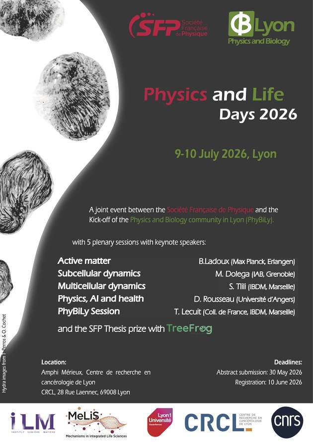 Affiche des Physics and Life Days 2026