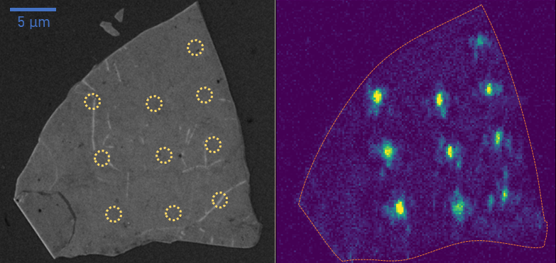 , image réalisée avec un microscope électronique d’un feuillet de nitrure de bore hexagonal 