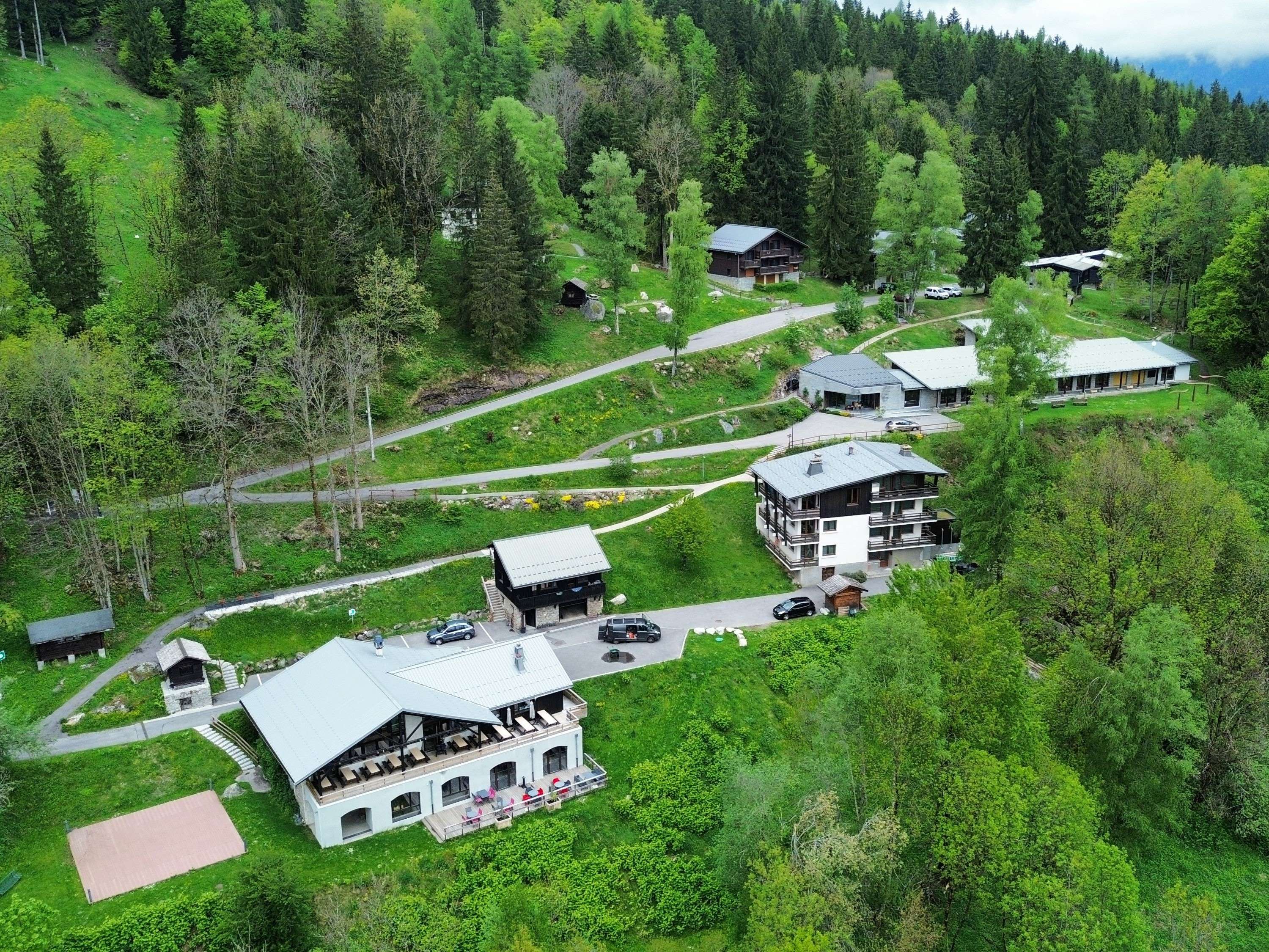 Photo aérienne du site des Houches