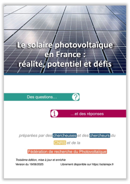 Couverture du livret "Le solaire photovoltaïque en France : réalité, potentiel et défis"