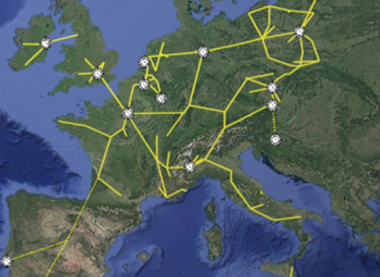 Carte du réseau FOREST parcourant l'Europe
