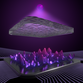 représentation artistique d'une mesure optique dans un système diffusant complexe.