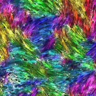 Fibroblastes associés au cancer (CAF) présentant un ordre nématique : chaque couleur représente une orientation locale. 