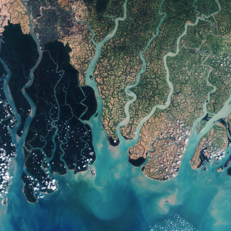 The Sentinel-2A satellite takes us over the very eastern part of the Sundarbans in Bangladesh, in this natural-colour image.