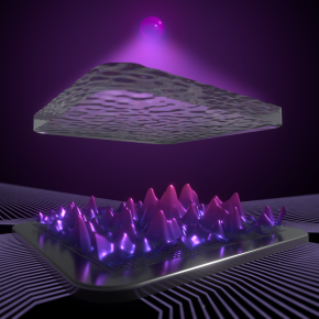 représentation artistique d'une mesure optique dans un système diffusant complexe.
