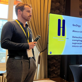  Les porteurs du projet QuDigy lors de la session de pitchs.