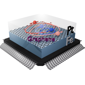 Schéma de la nanostructure développée pour atteindre le rendement le plus élevé : Fe/Gr/Pt (fer/graphène/platine). 