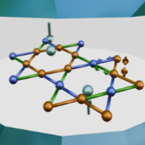 Schéma du réseau magnétique kagome de Y-kapellasite dans l’enclume utilisée pour les expériences complémentaires de diffraction des rayons X