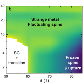 Graphe en fausses couleurs de l’exposant n de la résistivité dans le plan dépendant de la température 
